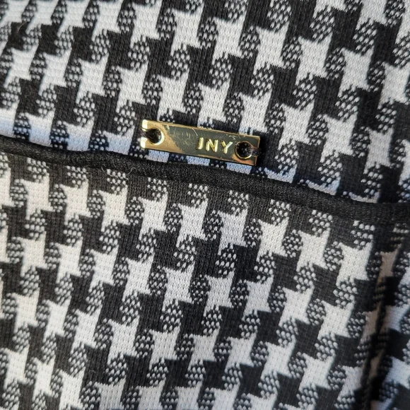 Jones New York Houndstooth Jacquard Top Women's Med Black White Multi 3/4-Sleeve - Picture 6 of 12